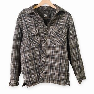 Quilted Flannel Plaid Western Workwear Mens M Snap Closure Shirt BC clothing